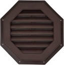 Suntown 22" Octagon Functional Gable Vent with Screen - 2 Piece Construction - Nutmeg Brown