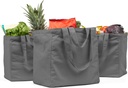 VeraMia Canvas Grocery Bag 3pc XL Set with Real Pockets, Long Shoulder Strap and Short Handle. Heavy Duty, Foldable, Washable