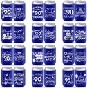 90th Birthday Can Cooler Sleeve Decorations, 24PCS 90th Party Favors for Men Women Blue & Silver Happy 90th Birthday Anniversary Party Supplies Decor Gift Beverage Cup Bottle Can Cover Personalized
