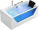 Empava 59 x 29" Whirlpool Tub,750W Acrylic Jetted Bathtub with 11 Jets,Hydromassage with Chromatherapy,3-Side Apron,58 Gallons,ETL Certified