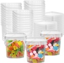 20 PCS 68 Oz Square Deli Containers with Lids And Handle Clear Plastic Quart Containers with Lids 1/2 Gallon Ice Cream Buckets with Lid Square Plastic Food Storage Container, Freezer Safe