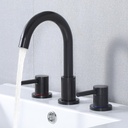 HOTIS Black Bathroom Faucet 3 Hole, 8 Inch Matte Black Bathroom Sink Faucet with 360°Swivel Spout, 2 Handle Vanity Faucet with Pop-up Drain and Supply Line