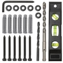 Lag Bolt Kit for TV Wall Mount, Includes M8 Lag Screws, TV Mount Anchors Drywall, Washers, Bubble Level, Allen Key & 2 Drill Bits – TV Mounting Hardware for Wood Stud, Brick, or Concrete Walls