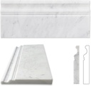 Diflart 4-Pack Carrara White Marble Baseboard Trim Molding, 5x12 Inch, Polished, Marble Wall Skirting Base Trim Moulding for Shower Bathroom Wall Kitchen Backsplash