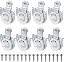 8 Pack Sliding Closet Door Hardware Rollers Wardrobe Cabinet Door Hangers Knob Adjustable Hooks with 16 Screws for Wardrobe Cabinet (#1, #2)