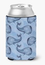 Caroline's Treasures BB7535CC Beach Watercolor Whales Can or Bottle Hugger Cooler Washable Drink Sleeve Collapsible Beverage Insulated Holder, Can Hugger, Multicolor