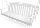 Trex Outdoor Furniture Yacht Club Heavy Duty Porch Swing, Classic White, HDPE Patio Furniture with Swinging Bench, Hardware for Garden Swings Outdoors