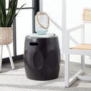 SAFAVIEH Outdoor Zuri Black Modern Concrete Round Accent Table