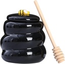 Ceramic Honey Jar with Lid and Dipper Stick Black Lidded Honey Container for Kitchen and Restaurant Use Food Safe Glazed Pot and Easy Cleaning
