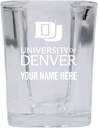 R and R Imports University of Denver Pioneers Customizable 2 Ounce Engraved Shot Glass Square Officially Licensed Collegiate Product 4-Pack