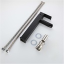 Modern Basin Faucet Bathroom Black Silver Faucet Deck Mounted Basin Sink Tap Hot & Cold Mixer Water Stainless Steel Faucets (Color : B Long with Hose)