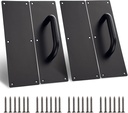 Sumnacon 2 Sets 12 Inch Stainess Steel Door Handles - Sturdy Door Pull Push Plates with Screws,Solid Pull Push Handles for Home Office Public, Black