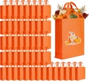 Amylove 80 Pcs Thanksgiving Reusable Non Woven Gift Bags Large Orange Tote Bags Bulk with Handle for Party Favors Supplies DIY Craft, 15 x 11.8 x 4 Inches