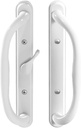 10" Olympus Sliding Patio Glass Door Center Latch Position White Pull Handle Set Replacement - fits 3 ¹⁵/₁₆ inches Hole Spacing, and 1-1/4" to 2-1/4" Door Thickness