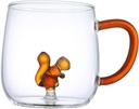 BaronHong 3D Drinking Glass Cup Cute Hand Blown Animal Plant Figurine,for Wine,Water,Milk,Beverages,13.5 oz(squirrel,M)