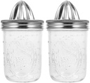 Kichvoe Jars Orange Juicer 2pcs Juicer Lid Jar Stainless Steel Citrus Glass Canning Manual Citrus Bottles 480ml s Reamer for Home Kitchen Lemon