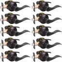 KNOBWELL 10 Pack Exterior Door Handle Lockset, Keyed Alike/Combo Keys Oil Rubbed Bronze Door Lever, Vintage Bronze Lever Front Doorknob