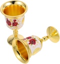 2pcs Vintage Embossed Zinc Alloy Goblets Mini Drinking Cups for Home Bar Medieval Style Wine Vessel Elegant Rose Design for Celebrations and Decorations