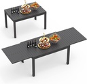 Domi 59" - 89" Expandable Patio Dining Table - Aluminum, Adjustable, Smooth-Sliding, Outdoor Furniture for 6-8 Person, Ideal for Backyard, Porch, Deck, Garden - Dark Brown,