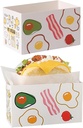 NatureMan 50 Pack Paper Take Out Containers Sandwich Take Out Boxes,Mini Burger Boxes,Toast Holding Bread Tray for Take Out Food Containers,Restaurant, Picnic (Egg Pattern)