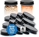 AllSpice Rust-Proof Narrow Mouth Aluminum Metal Mason Jar Lids Leak-Proof 12-Pack (Black)