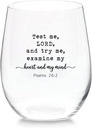 Test Me,Lord,and Try Me,Examine My Heart and My Mind.Psalms 26~2 Stemless Wine Glass 11 oz Beer Whiskey Wine Tumblers Red & White Funny Birthday Wine Glasses Gift for Wine Lover