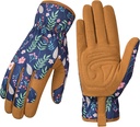 Pleneal Gardening Gloves for Women - Leather Garden Gloves Thorn Proof, Outdoor Protective Working Glove for Weeding