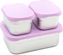 WeeSprout Stainless Steel Lunch Box Set - 750mL & 230mL Food Storage Nested Bento Boxes with Food Grade Silicone Lid - Leak Proof - Freezer Safe (Pastel Purple)