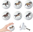 Set of 6 Ceramic Horse Country Farmhouse Themed Decorative Kitchen Cabinet Door Dresser Handles Drawer Knobs Pulls 1.5 X 1.5 Inches
