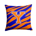Caroline's Treasures CJ1023-YPW1414 Letter Y Initial Tiger Stripe - Blue Orange Fabric Decorative Pillow 100% Machine Washable Pillow, Indoor or Outdoor Decorative Throw Pillow for Couch, Bed or Pati