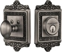 Nostalgic Warehouse 726069 Egg & Dart Plate Single Cylinder Deadbolt Egg & Dart Door Knob in Antique Pewter,