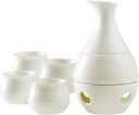 Sake Set, Saki Cups，Crafts Cup Ceramic Sake Set， Sake Set and Cups with Warmer, Traditional Porcelain Japanese Pottery Hot Saki Drink Kit, 7-Piece Include 1 Stove 1 Warming Bowl 1 Sake Bottle 4 Cup