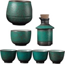 Ceramic Traditional Drinkware Japanese Sake Set with 4 Cups Gift Set with Warmer Bowl for Sake Lovers