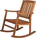 JONATHAN Y RCK102A Penny Classic Slat-Back 300-Lbs Support Acacia Wood Patio Outdoor Rocking Chair for Garden, Lawn, Backyard, Pool, Deck, Beach, Firepit, Teak