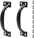 2 Pcs 5" Rustic Gate Handle, Iron Hardware Handle Pull with Screw, Vintage Farmhouse Cabinet Handles, Retro Drawer Pulls for Outdoor, Garage & Drawer, Black