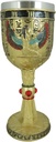 Ebros Gift Egyptian Collectible Magical Goddess Of Wisdom And Magic Isis With Open Wings 6oz Golden Resin Wine Goblet Chalice With Stainless Steel Liner 7.25" H