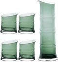 Bamboo Design Sake Set Glass Sake Set Cold/Warm/Hot Sake Carafe Special Gifts Set 1 Sake Bottle 4 Sake Cups