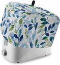 Navy Blue Leaves Small Toaster Cover 2 Slice, Kitchen Appliance Covers with Pocket & Loop, Green Summer Botanical Polyester Bread Machine Covers Dust & Fingerprint Protection