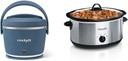 Crock-Pot Crockpot Electric Lunch Box, Portable Food Warmer for On-the-Go, 20-Ounce, Faded Blue & 7-Quart Oval Manual Slow Cooker | Stainless Steel (SCV700-S-BR)