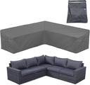 Patio L-Shaped Sectional Sofa Cover Waterproof Outdoor Furniture Cover 420D Heavy Duty V-Shaped Sectional Couch Cover Gray Lawn Garden Furniture Set Covers with Buckle Strap (106x106in)