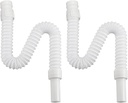 2 Pack Bathroom Sink Drain Hose - PVC Steel Wires Expanded Tubing Pipe Replacement Tube Corrugated Extension Kit(1.3 Ft Length, White)