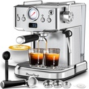 PlumChef Espresso Machine 20 Bar Professional Compact Household Coffee Espresso Maker with Milk Frother Steam Wand Pressure Gauge 60oz Water Tank Low Noise and Fast Coffee Machine for Cappuccino Latte