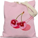 Trendy Preppy Pink Cherry Canvas Tote Bag, Pink Aesthetic Tote Bags Preppy Gifts for Women, Reusable Grocery Bags
