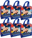 Disney Mickey Mouse Reusable 12-inch Tote Bags, 6-Pack Party Set, One Size, Blue, Red