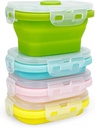 CCyanzi Small Silicone Food Containers with Lids, Collapsible Food Storage Containers Set | Leakproof | Microwaveable | Store Food in Freezer | 150ml, Set of 4
