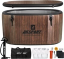 AKSPORT Ice Bath Tub for Athletes, 238 Gallons Inflatable Cold Plunge Tub Compatible with Water Chillers,Icebath for Recovery & Cold Water Therapy, Portable Bathtub for Indoor & Outdoor-Wood