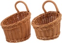 Garneck 2pcs Woven Wall Hanging Basket Decorative Storage for Kitchen Home for Fruits Vegetables and Seasonings Easy to Install Rustic Design