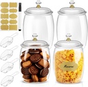 6 Pcs Candy Jars with Lids,Plastic Cookie Storage Jar Airtight Food Storage Containers Includes 6 Spoons + Label Stickers & Pen, 2.2L Clear Apothecary Jars for Kitchen Counter