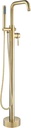WOODBRIDGE F0073BGRD Contemporary Single Handle Floor Mount Freestanding Tub Filler Faucet with Cylinder Style Hand Shower in Brushed Gold Finish
