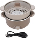 Mumusuki 800W 3L Electric Hot Pot, Multi Functional Nonstick Lazy Pot for Pasta, Noodles, Egg, Soup, Shabu Shabu Pot with Steam Basket for Home Office Dorm Camping RVs Party (US Plug)